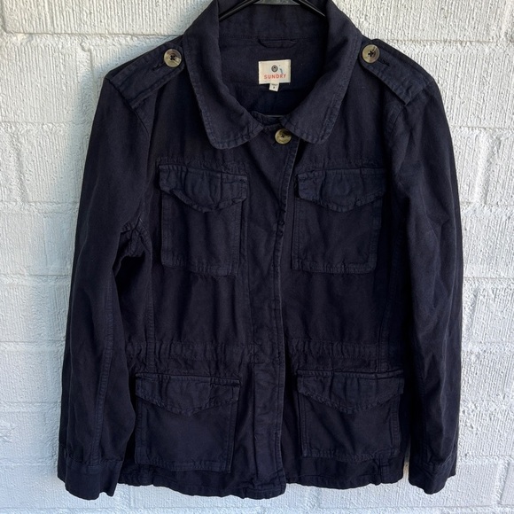 Sundry Jackets & Blazers - Sundry Utility Cotton Street Navy Blue Utility Jacket sz L/12